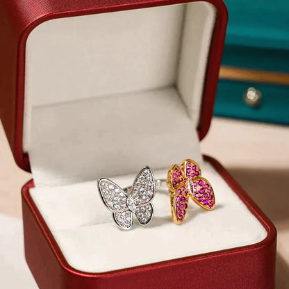 [AuraEcho Jewelry]TWIN BUTTERFLY DIAMOND RING