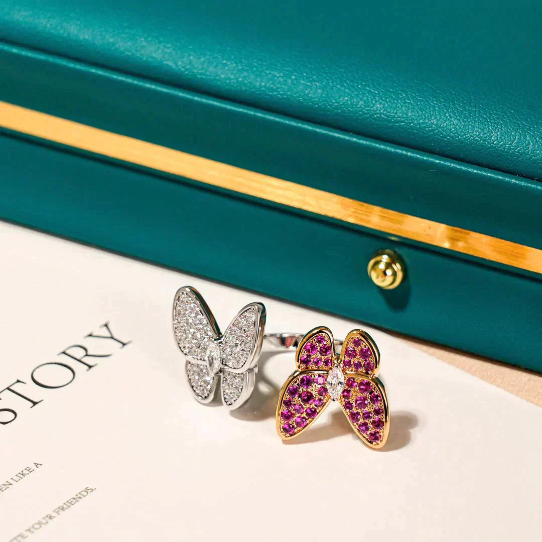 [AuraEcho Jewelry]TWIN BUTTERFLY DIAMOND RING