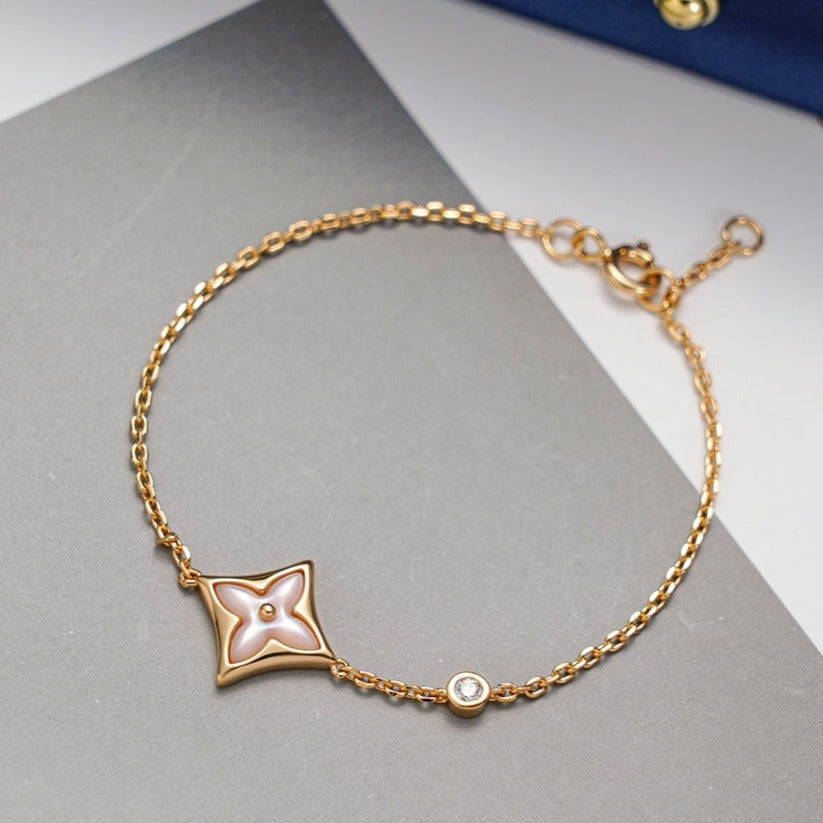 [AuraEcho Jewelry]STAR 1 DIAMOND PINK GOLD BRACELET