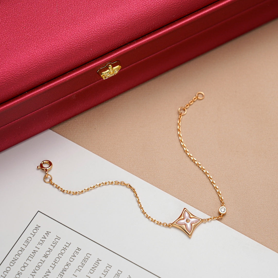 [AuraEcho Jewelry]STAR 1 DIAMOND PINK GOLD BRACELET