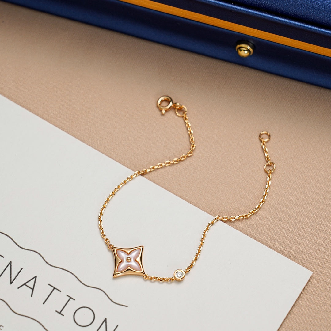 [AuraEcho Jewelry]STAR 1 DIAMOND PINK GOLD BRACELET