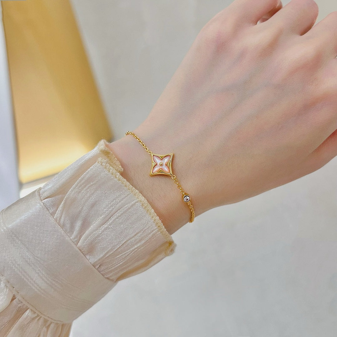 [AuraEcho Jewelry]STAR 1 DIAMOND PINK GOLD BRACELET