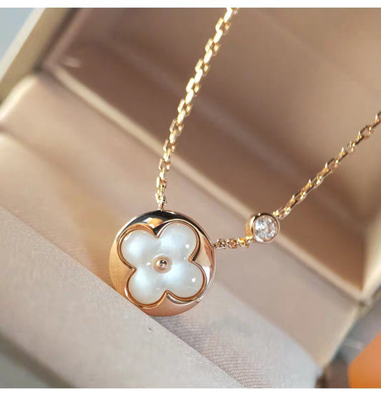 [AuraEcho Jewelry]SUN MOP GOLD 1 DIAMOND NECKLACE