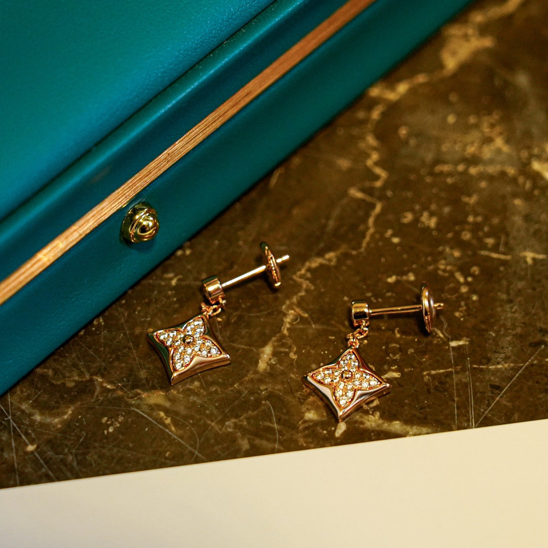 [AuraEcho Jewelry]STAR DIAMONDS EARRINGS GOLD