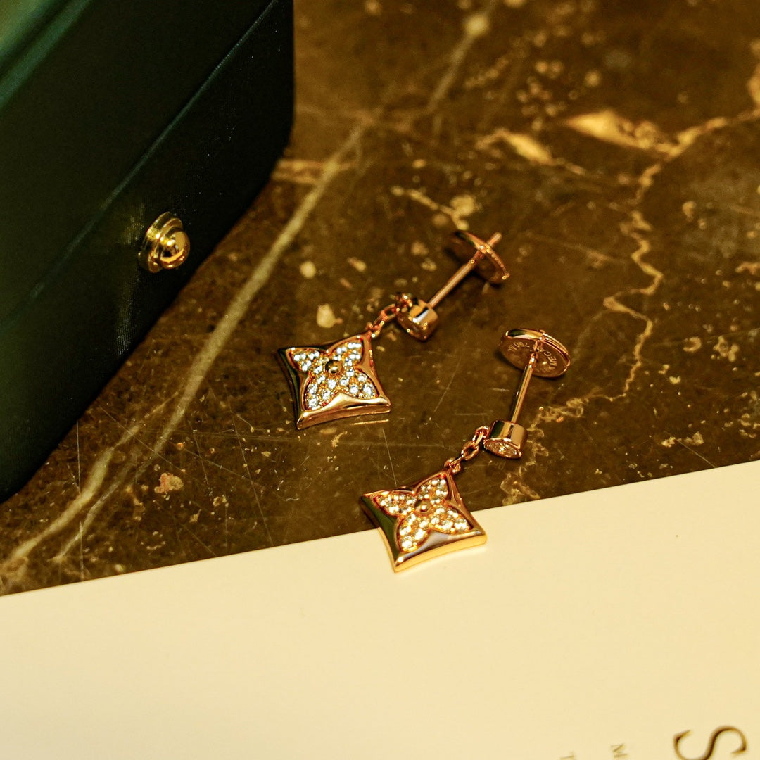 [AuraEcho Jewelry]STAR DIAMONDS EARRINGS GOLD