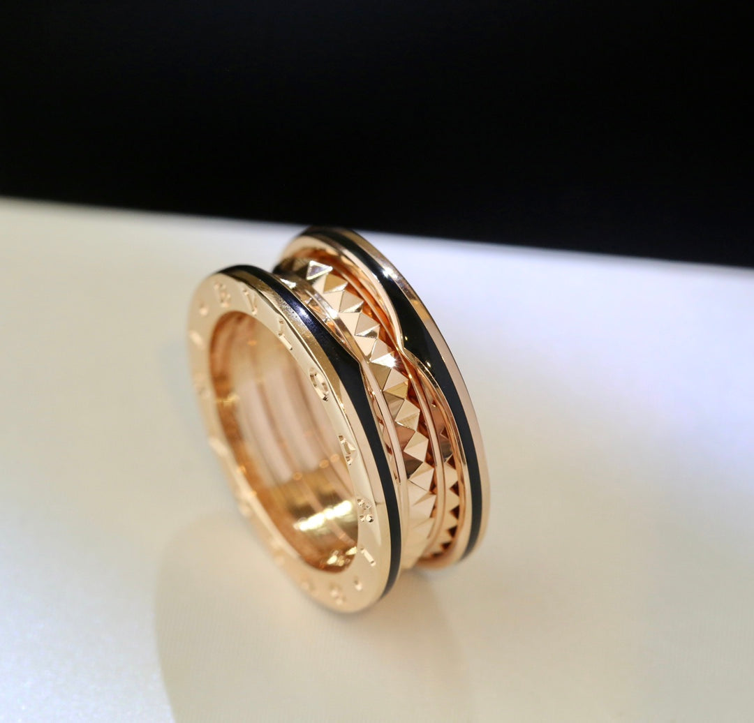 [AuraEcho Jewelry]ZERO 1 GOLD BLACK CERAMIC RING