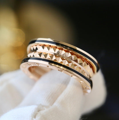[AuraEcho Jewelry]ZERO 1 GOLD BLACK CERAMIC RING