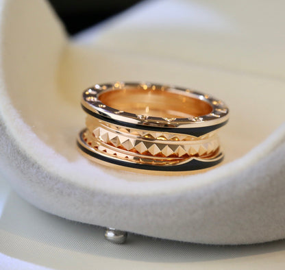 [AuraEcho Jewelry]ZERO 1 GOLD BLACK CERAMIC RING