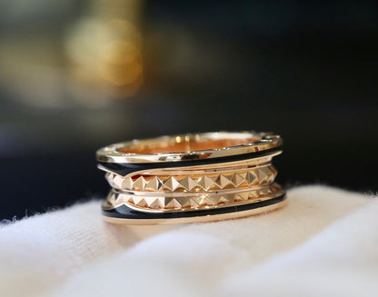 [AuraEcho Jewelry]ZERO 1 GOLD BLACK CERAMIC RING