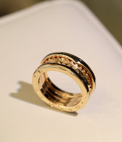 [AuraEcho Jewelry]ZERO 1 GOLD BLACK CERAMIC RING