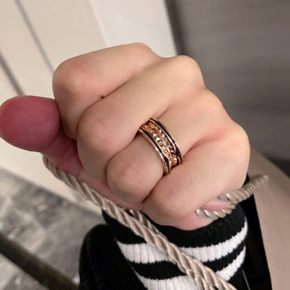 [AuraEcho Jewelry]ZERO 1 GOLD BLACK CERAMIC RING
