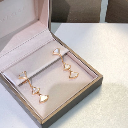 [AuraEcho Jewelry]DREAM EARRINGS 3 MOTIFS DIAMOND MOP PINK GOLD