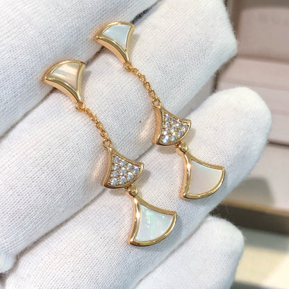 [AuraEcho Jewelry]DREAM EARRINGS 3 MOTIFS DIAMOND MOP PINK GOLD