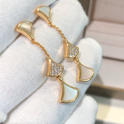 [AuraEcho Jewelry]DREAM EARRINGS 3 MOTIFS DIAMOND MOP PINK GOLD