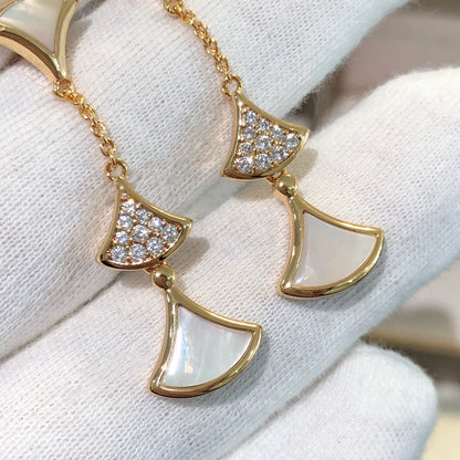 [AuraEcho Jewelry]DREAM EARRINGS 3 MOTIFS DIAMOND MOP PINK GOLD