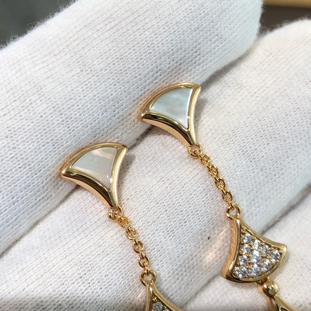 [AuraEcho Jewelry]DREAM EARRINGS 3 MOTIFS DIAMOND MOP PINK GOLD