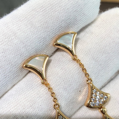 [AuraEcho Jewelry]DREAM EARRINGS 3 MOTIFS DIAMOND MOP PINK GOLD