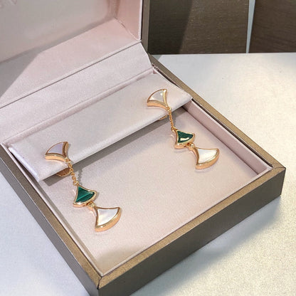 [AuraEcho Jewelry]DREAM EARRINGS 3 MOTIFS MALACHITE MOP PINK GOLD