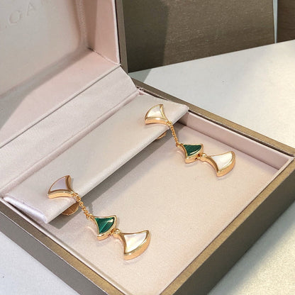 [AuraEcho Jewelry]DREAM EARRINGS 3 MOTIFS MALACHITE MOP PINK GOLD