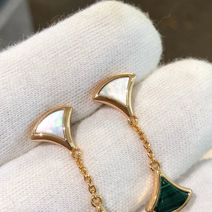 [AuraEcho Jewelry]DREAM EARRINGS 3 MOTIFS MALACHITE MOP PINK GOLD