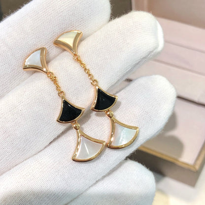 [AuraEcho Jewelry]DREAM EARRINGS 3 MOTIFS ONYX MOP PINK GOLD