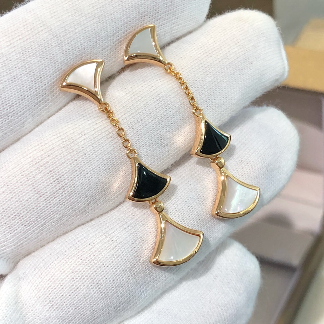 [AuraEcho Jewelry]DREAM EARRINGS 3 MOTIFS ONYX MOP PINK GOLD