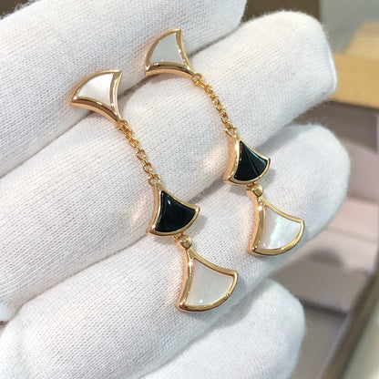 [AuraEcho Jewelry]DREAM EARRINGS 3 MOTIFS ONYX MOP PINK GOLD