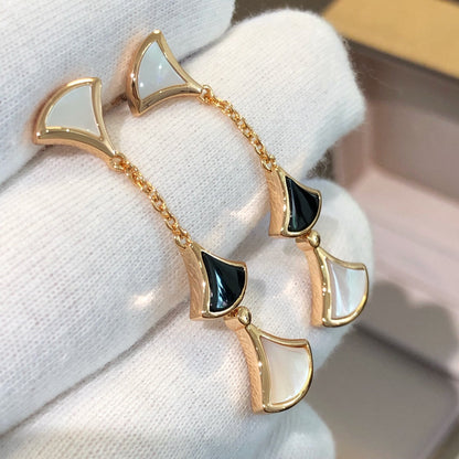 [AuraEcho Jewelry]DREAM EARRINGS 3 MOTIFS ONYX MOP PINK GOLD