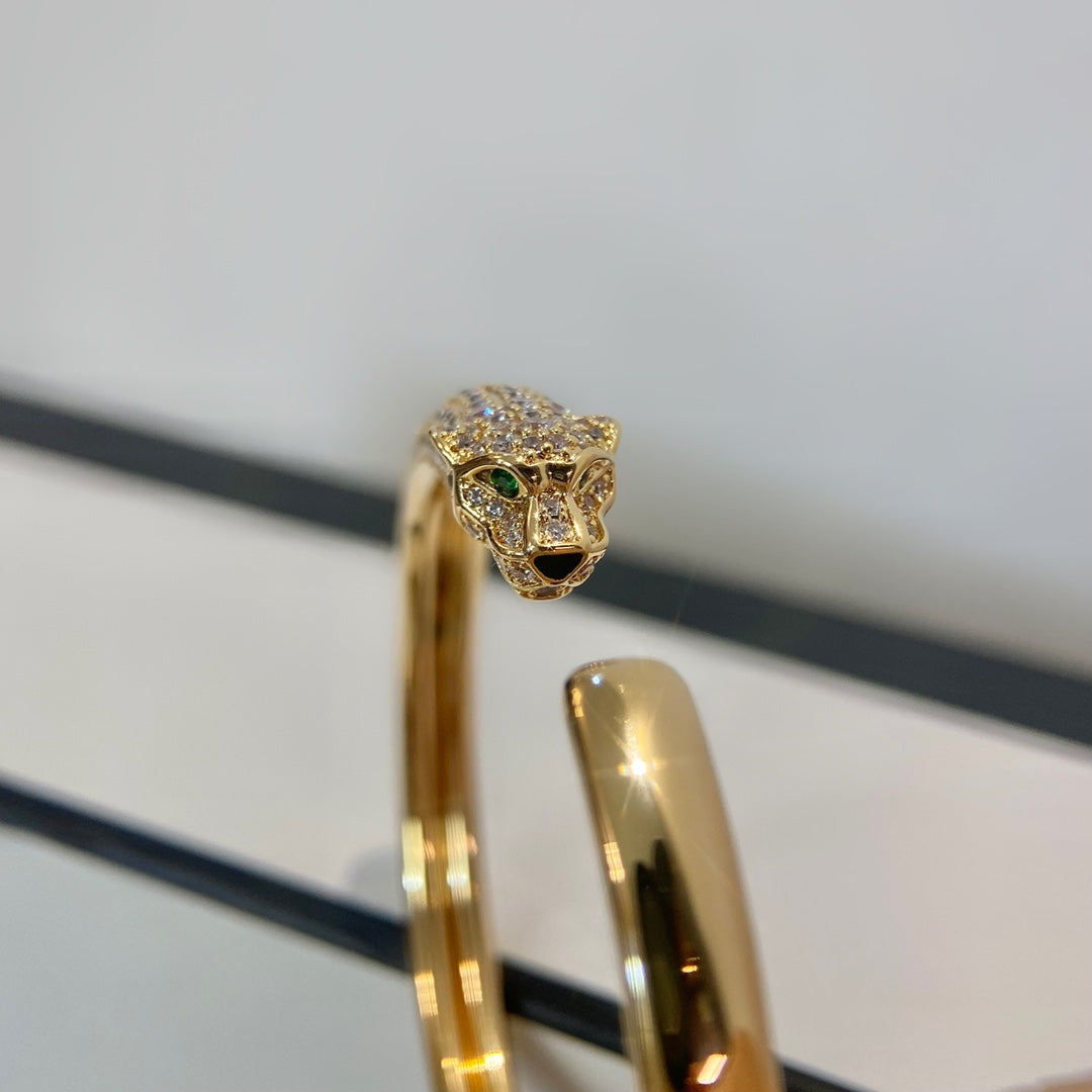 [AuraEcho Jewelry]PANTHERE GOLD DIAMOND OPEN BRACELET