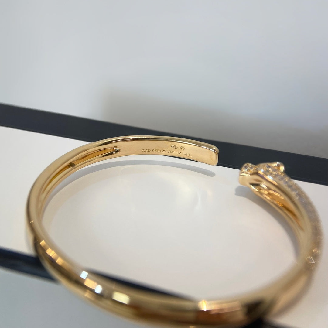 [AuraEcho Jewelry]PANTHERE GOLD DIAMOND OPEN BRACELET