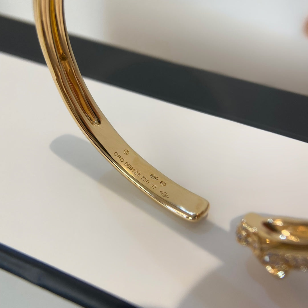 [AuraEcho Jewelry]PANTHERE GOLD DIAMOND OPEN BRACELET