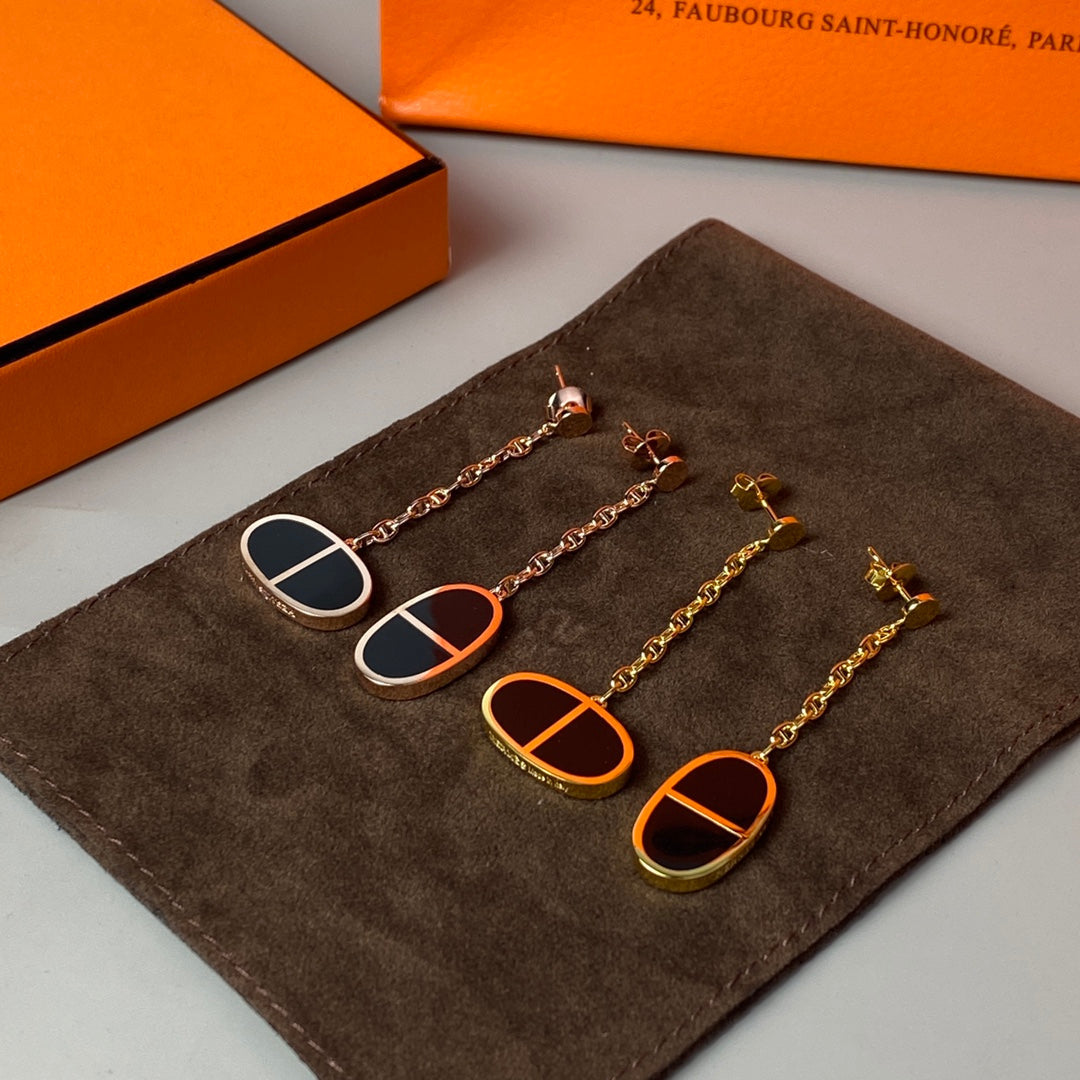 [AuraEcho Jewelry]CHAINE VERSO BLACK CERAMIC EARRINGS