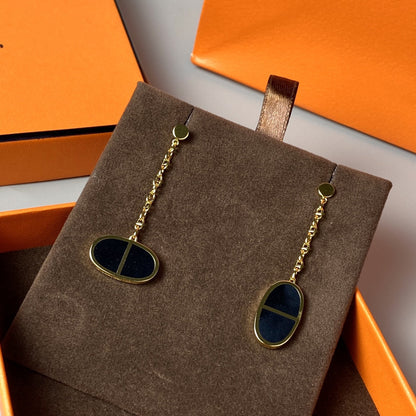 [AuraEcho Jewelry]CHAINE VERSO BLACK CERAMIC EARRINGS