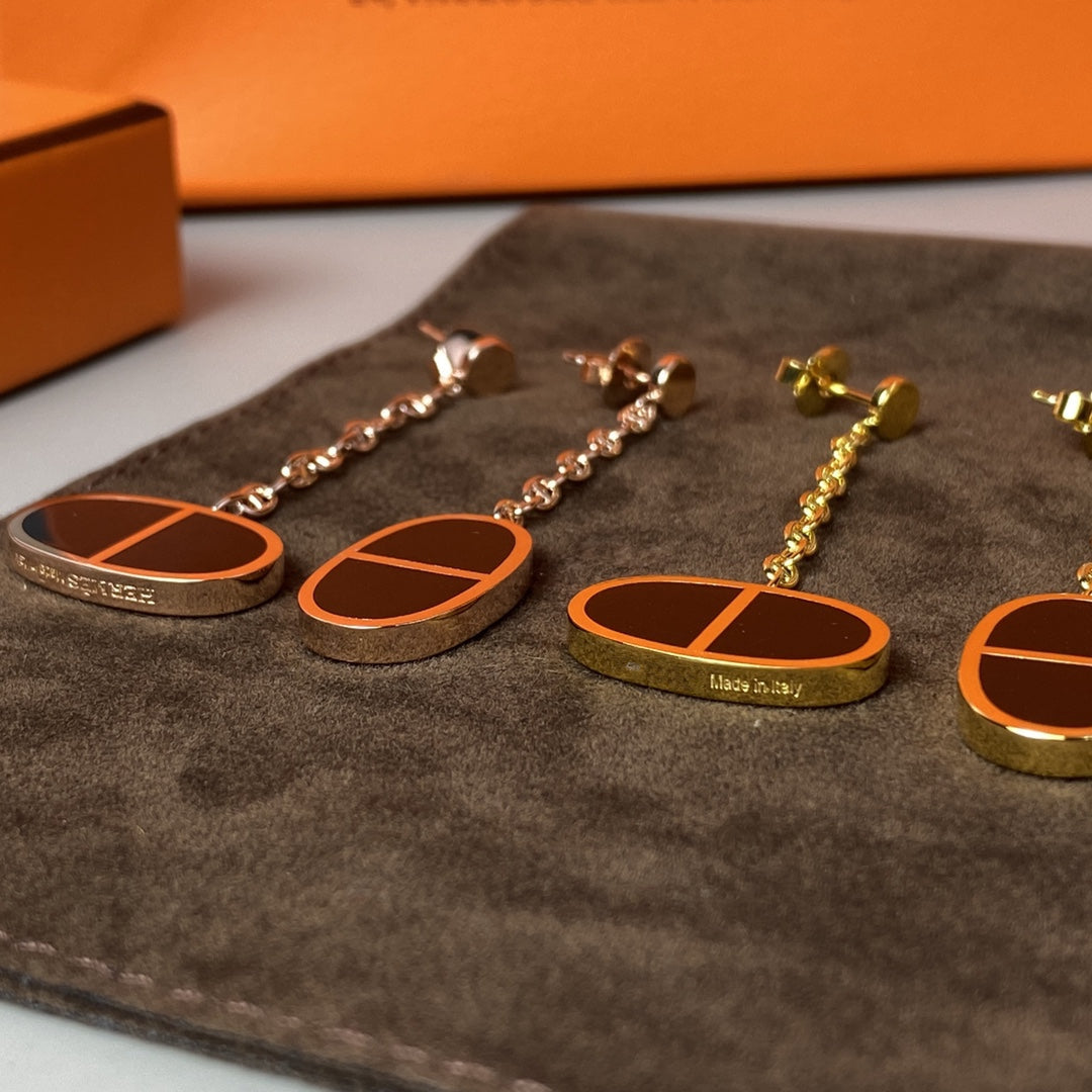 [AuraEcho Jewelry]CHAINE VERSO BLACK CERAMIC EARRINGS