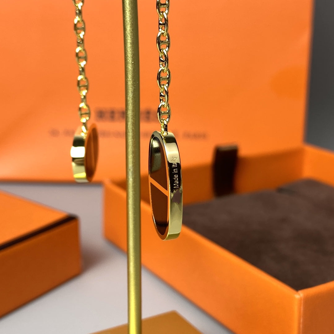 [AuraEcho Jewelry]CHAINE VERSO BLACK CERAMIC EARRINGS