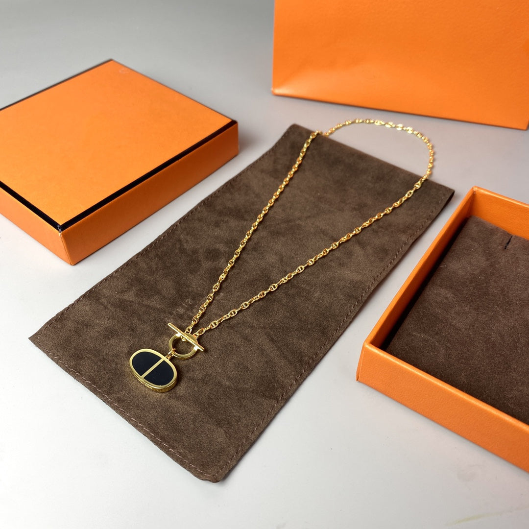 [AuraEcho Jewelry]CHAINE VERSO BLACK CERAMIC NECKLACE