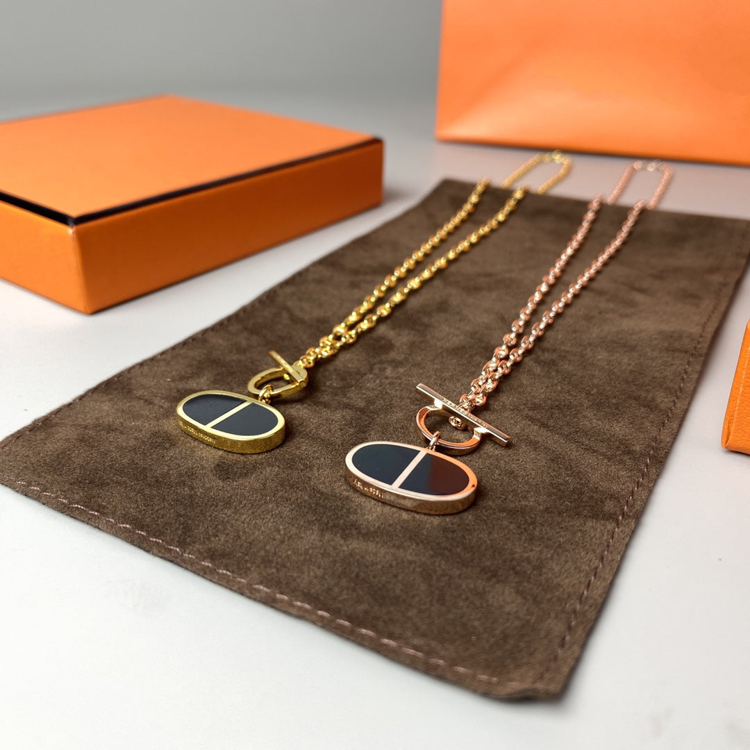 [AuraEcho Jewelry]CHAINE VERSO BLACK CERAMIC NECKLACE