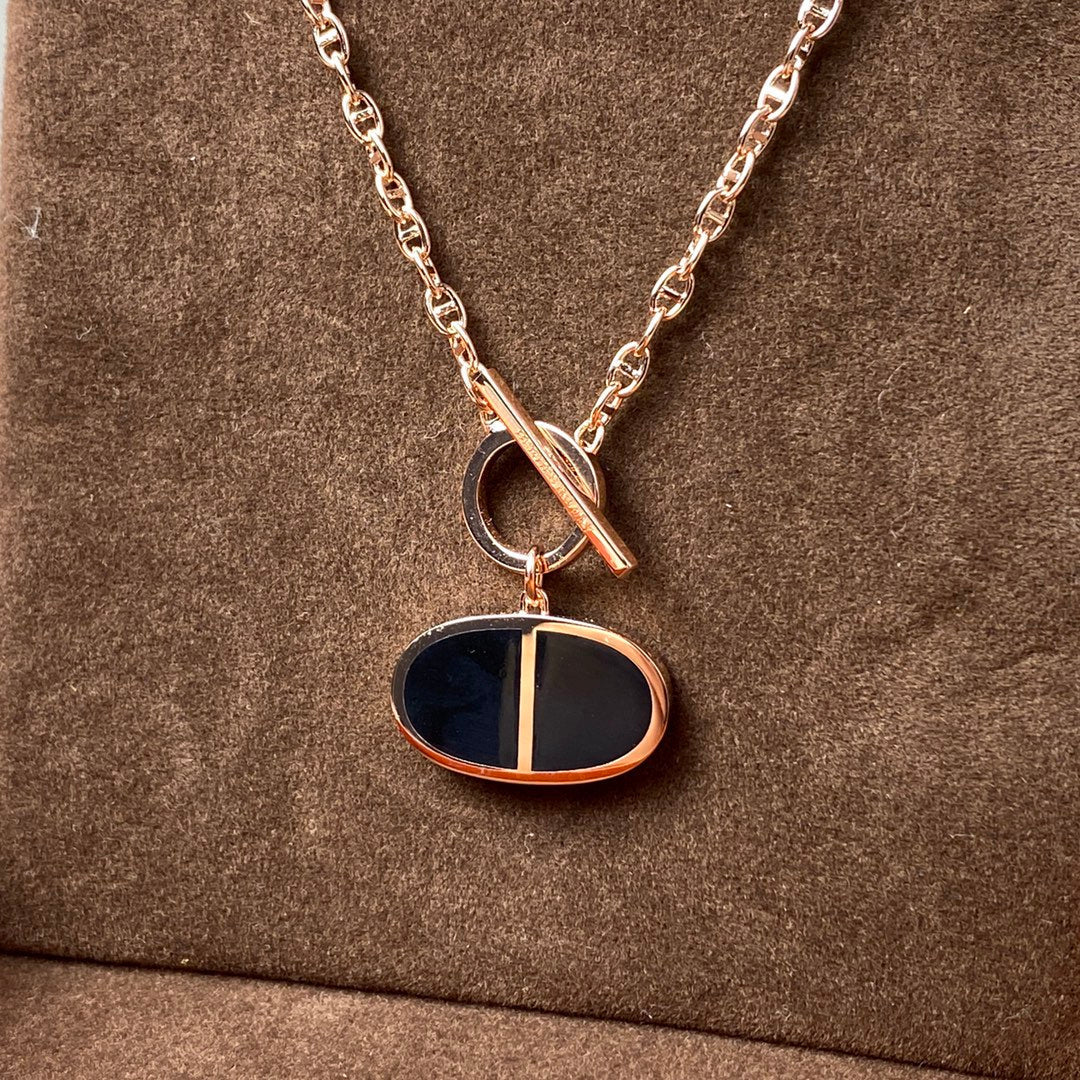 [AuraEcho Jewelry]CHAINE VERSO BLACK CERAMIC NECKLACE