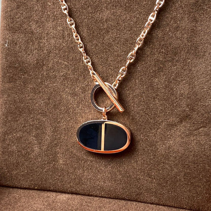 [AuraEcho Jewelry]CHAINE VERSO BLACK CERAMIC NECKLACE