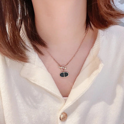 [AuraEcho Jewelry]CHAINE VERSO BLACK CERAMIC NECKLACE