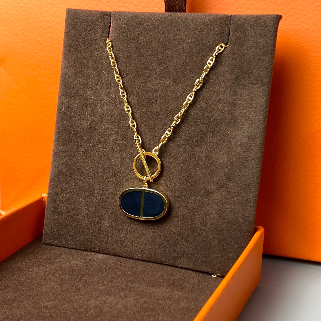[AuraEcho Jewelry]CHAINE VERSO BLACK CERAMIC NECKLACE