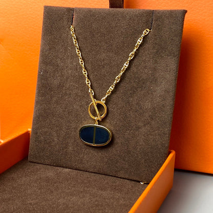 [AuraEcho Jewelry]CHAINE VERSO BLACK CERAMIC NECKLACE