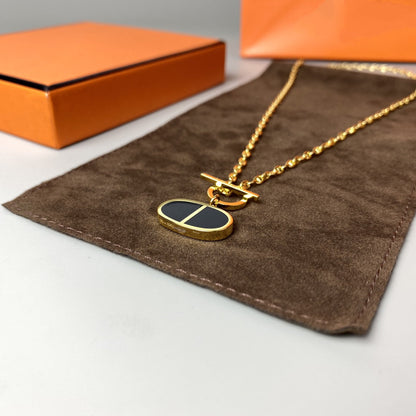 [AuraEcho Jewelry]CHAINE VERSO BLACK CERAMIC NECKLACE