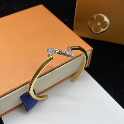 [AuraEcho Jewelry]VOLTE UPSITE DOWN DIAMOND GOLD OPEN BRACELET