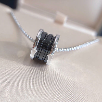 [AuraEcho Jewelry]ZERO 1 BLACK CERAMIC SILVER NECKLACE