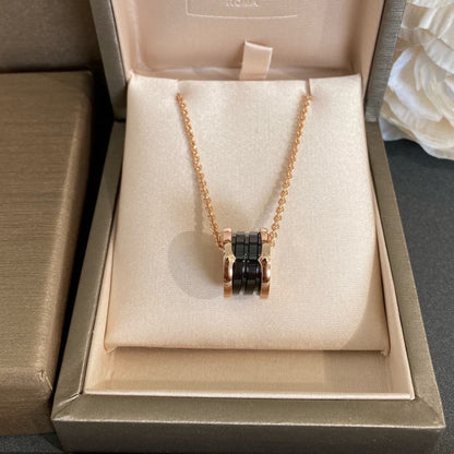 [AuraEcho Jewelry]ZERO 1 BLACK CERAMIC PINK GOLD NECKLACE