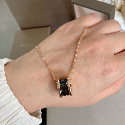 [AuraEcho Jewelry]ZERO 1 BLACK CERAMIC PINK GOLD NECKLACE