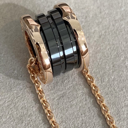 [AuraEcho Jewelry]ZERO 1 BLACK CERAMIC PINK GOLD NECKLACE
