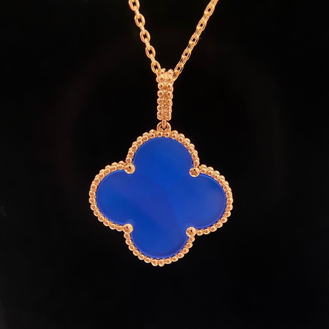 [AuraEcho Jewelry]CLOVER 25MM NECKLACE TURQUOISE ROSE GOLD