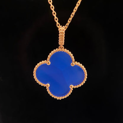 [AuraEcho Jewelry]CLOVER 25MM NECKLACE TURQUOISE ROSE GOLD